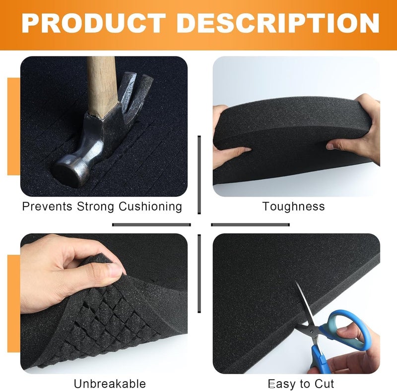 Eunice 6Pcs Polyurethane Foam Inserts -12 x 12 x 2 Inch Pick and Pluck Foam Padding Sheets for Tool Box, Camera Storage and Crafts - Image 3